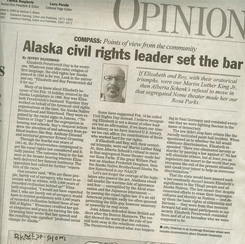 Alaska Civil Rights Newspaper Article